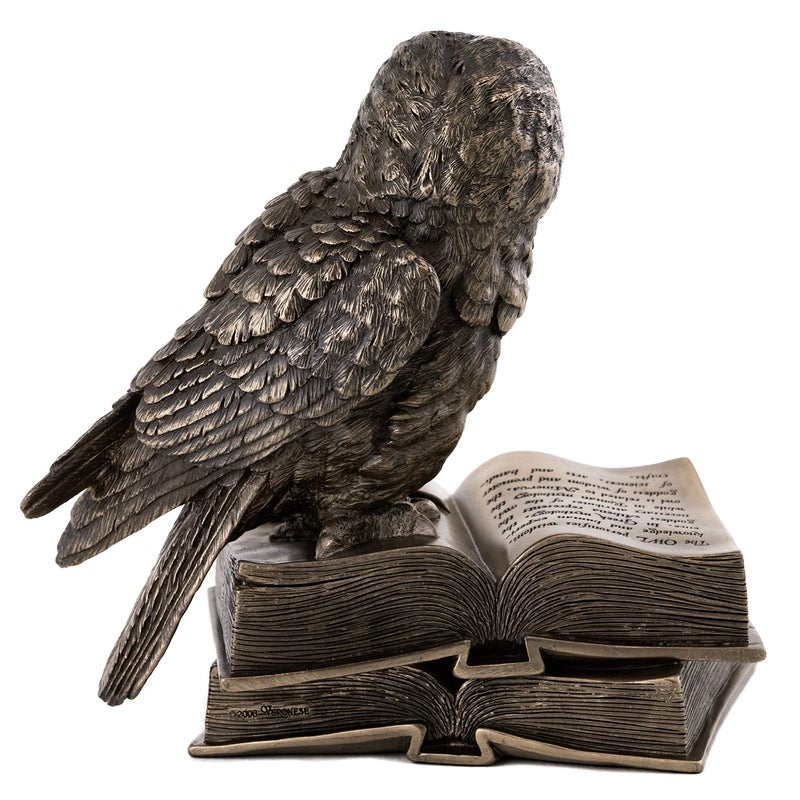 Top Collection Owl on Book Statue - Great Horned Owl Sculpture in Premium Cold Cast Bronze- 7-Inch Collectible Animal Figurine - Image 3